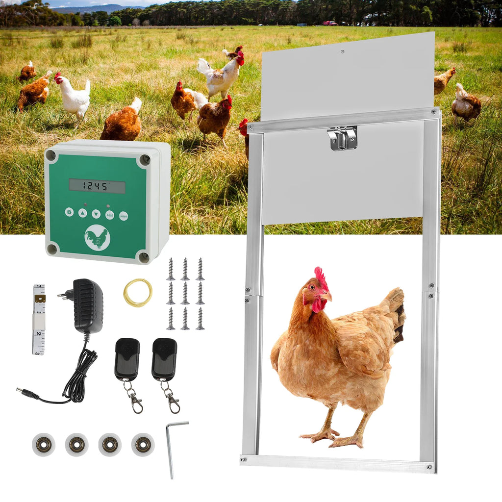 Sonnewelt Sportello Automatico per Pollaio, Display LCD con Sensore di Luce e Funzione Timer