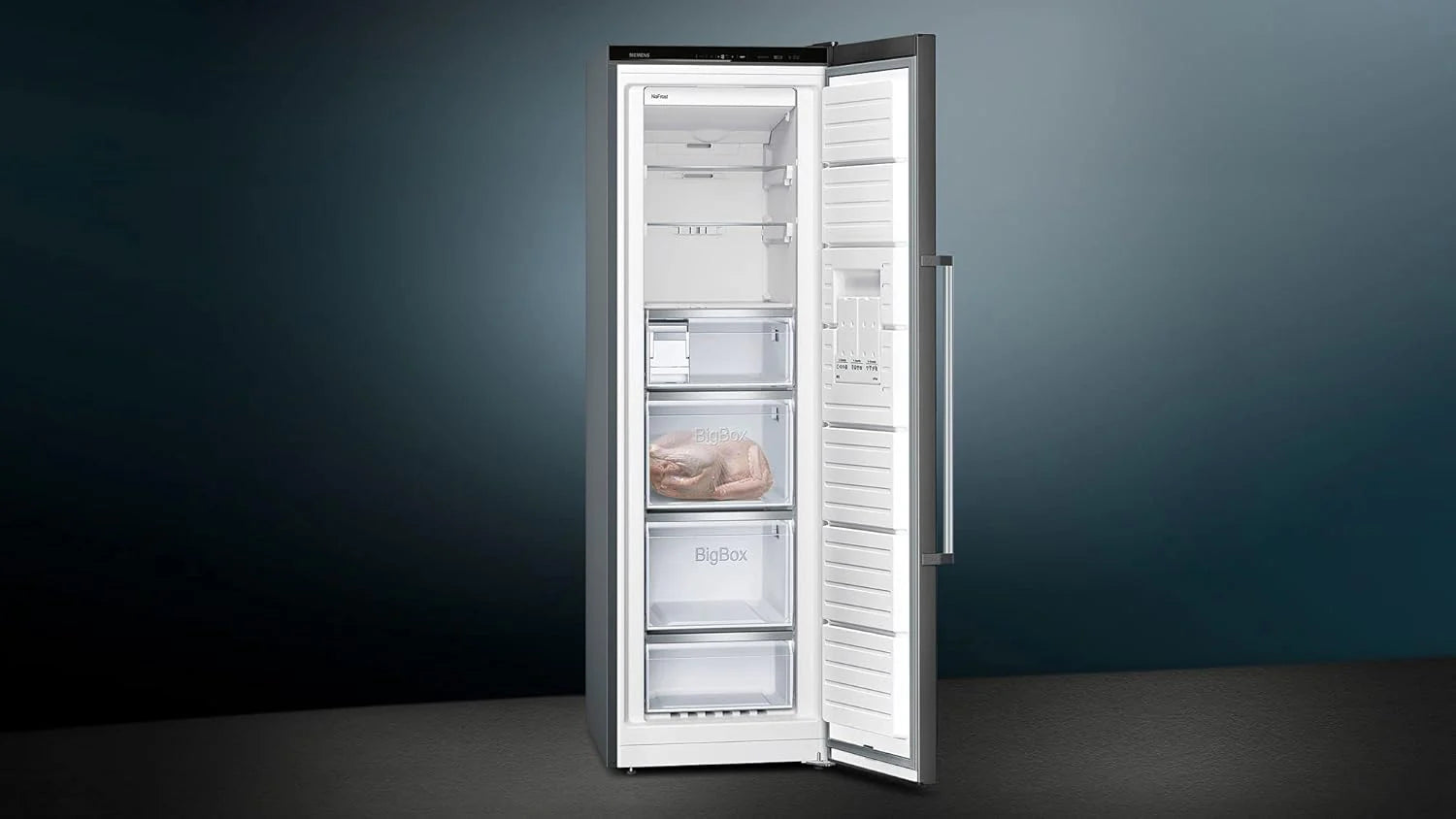 Siemens GS58NDWDP, iQ500 Congelatore a Libera Installazione, 191 x 70 cm, 366 L, noFrost, bigBox, Illuminazione Interna a LED, superFreezing, varioZone per Vano Congelatore Adattabile, freshSense