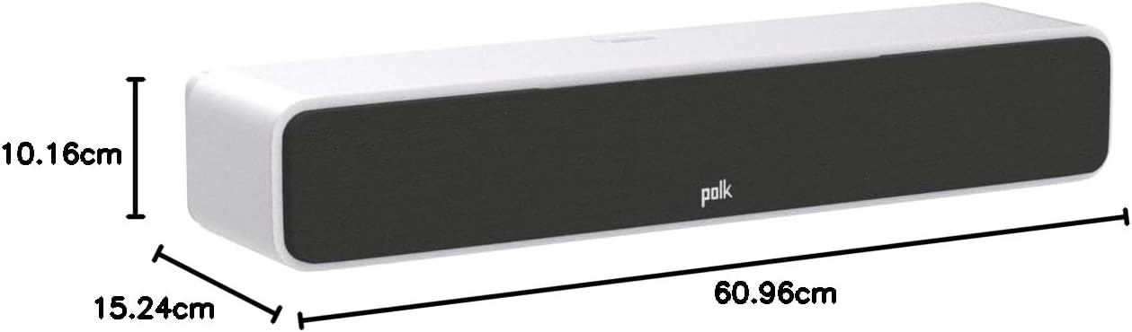 Polk Audio SIGS35CELWT Signature Elite ES35 Altoparlante centrale, altoparlante centrale sottile ad alta risoluzione, certificato Hi-Res, compatibile con Dolby Atmos e DTS:X, bianco