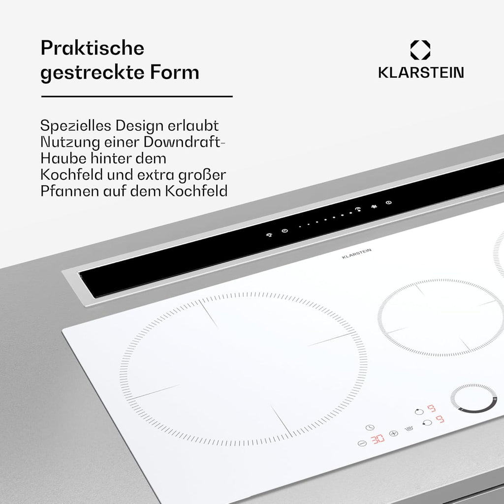 Klarstein Piano Cottura a Induzione, Piano Cottura in Vetroceramica, con 4 Piastre, Incasso con Display Touch, Display Digitale e Funzione Timer, Riscaldamento Veloce, 7000 Watt