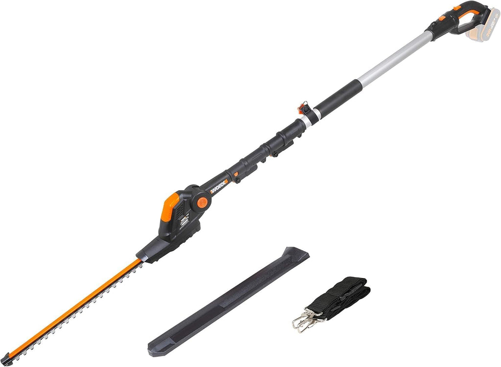 WORX WG252E.9 Tagliasiepi Telescopico a Batteria - Larghezza di Taglio 45 cm - Asta Telescopica Regolabile in 10 Posizioni fino a 3,20 Metri di Altezza - Compatibile con PowerShare - Batteria e Caricabatterie Non Inclusi