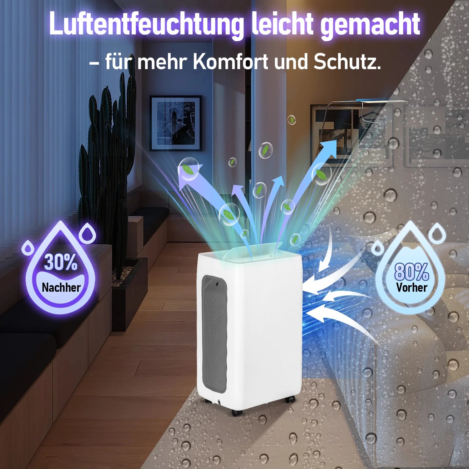 Sonnewelt Luftentfeuchter 26L mit Timerfunktion, Wschetrockungsfunktion, Abtaufunktion