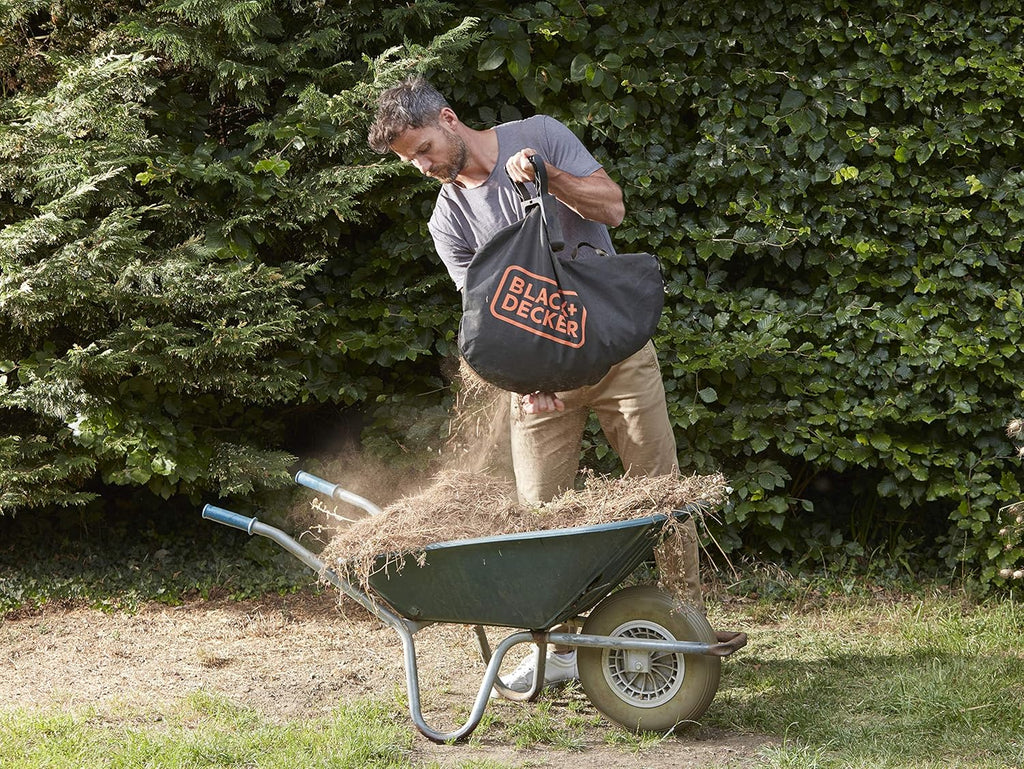 BLACK+DECKER Lausbauger Akku Laubbläser Akku mit Häcksler BCBLV3625L1 (45l Fangsack, bürstenloser Motor, 210 km/h Luftgeschwindigkeit und hohe Saugleistung – 36V, inkl. Akku und Ladegerät)
