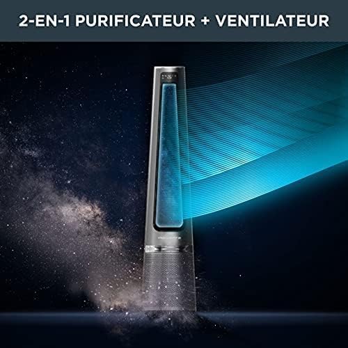 Rowenta QU5062 Eclipse Purificatore d'aria 3in1 | Termoventilatore | Ventilatore | filtra il 99,9% delle particelle | per ambienti fino a 30 m2 | riscaldamento rapido fino a 35°C | modalità automatica giorno/notte | Nero/Grigio