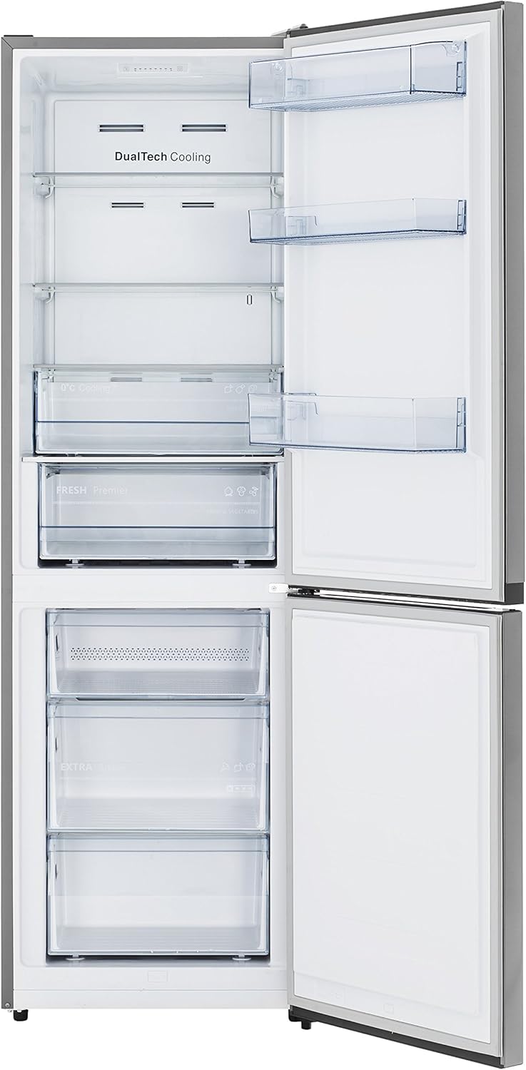 Hisense RB327N4ADD Frigorifero Combinato, Classe Energetica D, Total NoFrost, Porta Reversibile, Griglia Portabottiglie, Vano Frigo 171 Litri, Vano Congelatore 85 Litri, Look Acciaio Inox