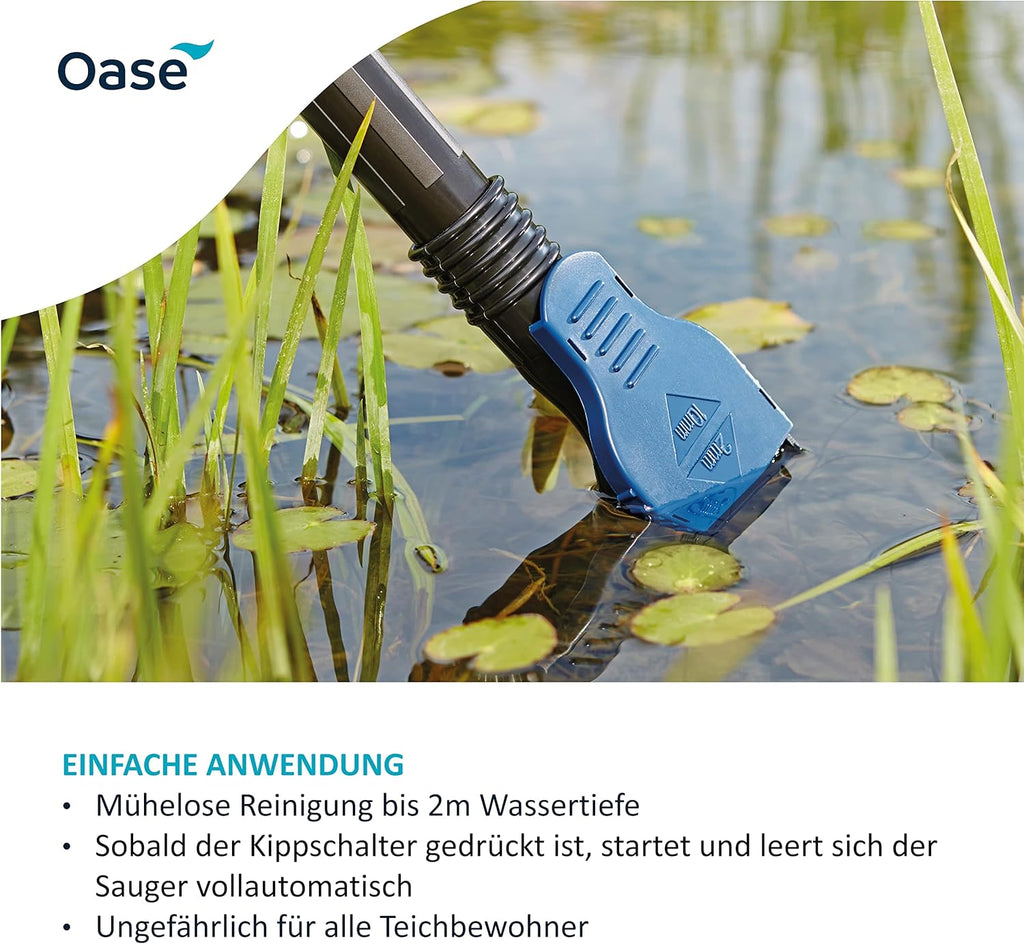 Oase 50529 PondoVac Classic, 1400 W, 3000 l/h - Aspirafango per laghetto, pulizia e trattamento dell'acqua, incluse 4 bocchette di aspirazione per tutti i tipi di laghetto e per uso domestico