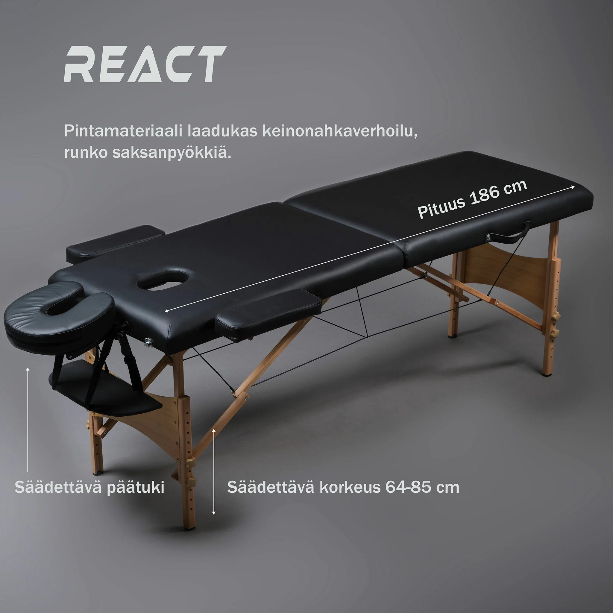 Lettino da massaggio React P200, nero