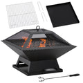 Outsunny Braciere con Griglia 2 in 1 e Parascintille da Esterno