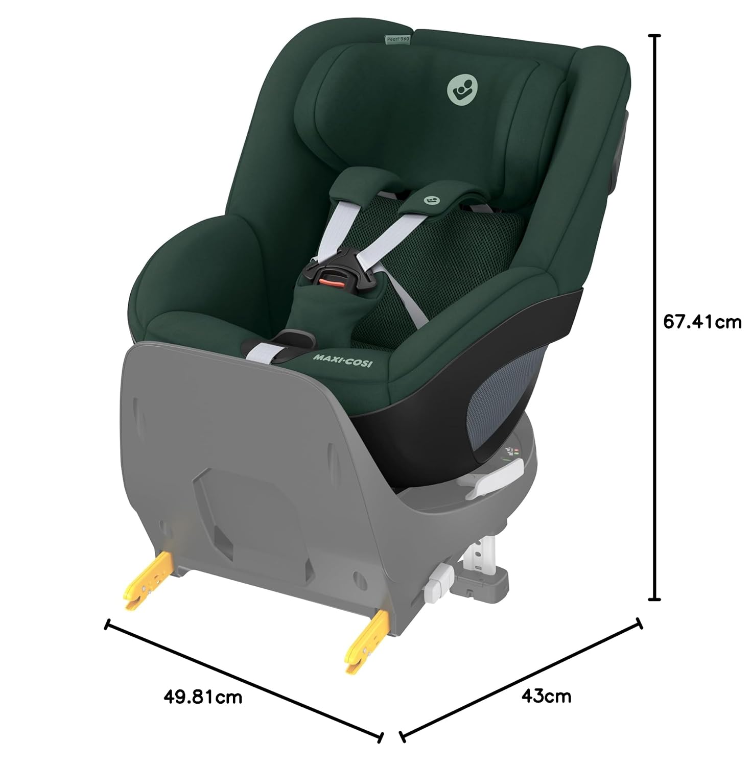 Maxi-Cosi Pearl 360 i-Size baby autositz, autositz 360 grad drehbar, 3 Monate - 4 Jahre (61-105 cm), Drehung mit nur einer Hand, ClimaFlow, Easy-In-Gurt, G-CELL, Authentic Black