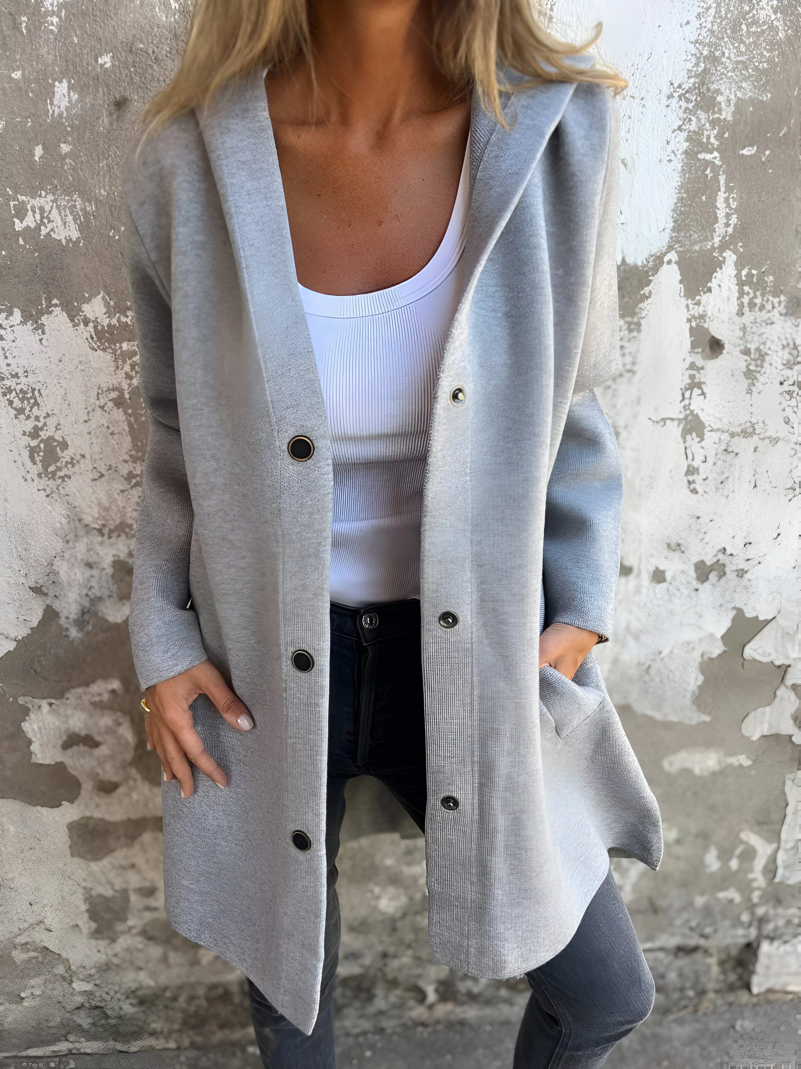 Cardigan con cappuccio casual da donna