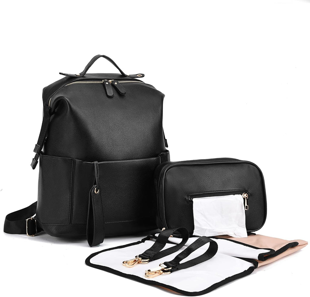 ARDIKAMA Diaper Bag Backpack Leather Backpack for Women Travel Dad Mother Outdoor Backpack (2 pieces)