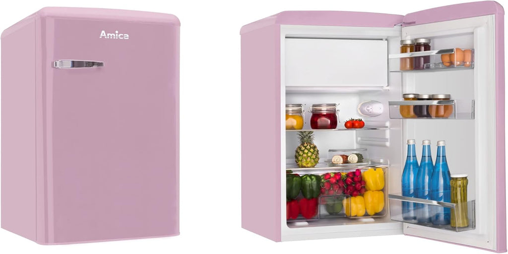 Amica KGC 15632 T Frigorifero con congelatore Retro / Ice Blue (Turchese) / 144 cm (A) x 55 cm (L) x 62 cm (P) / Design retrò / Frigorifero con congelatore
