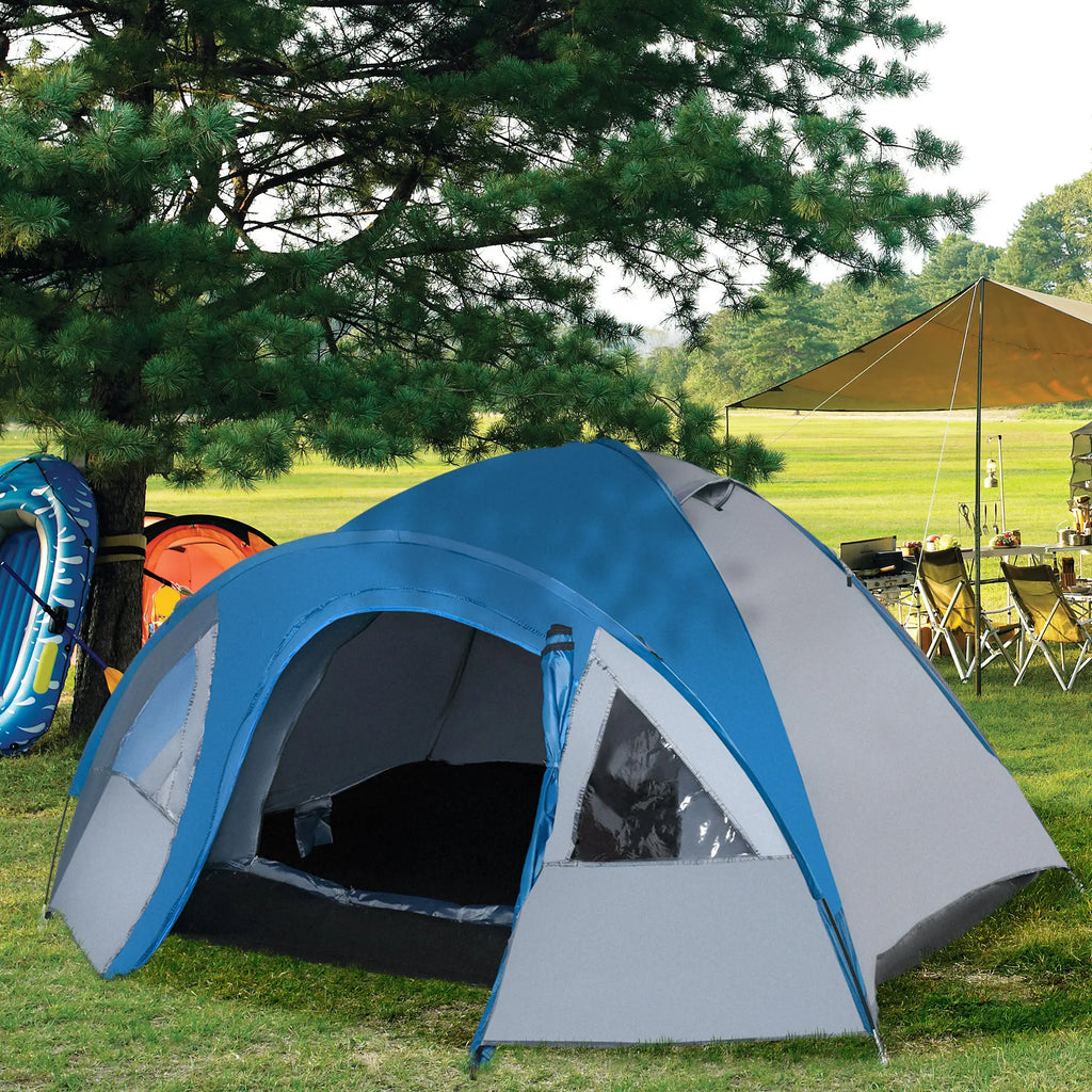 Outsunny Tenda da Campeggio 4 Persone 4 Stagioni con Veranda Esterna