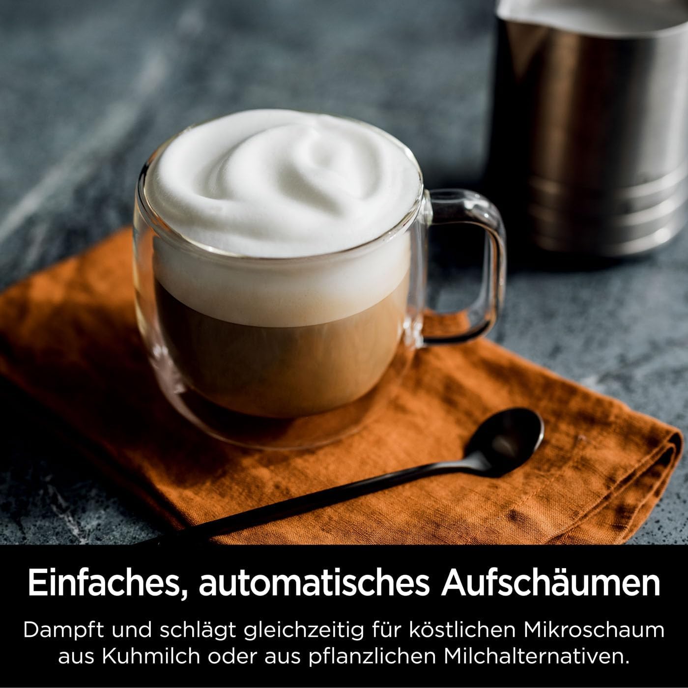 Ninja Luxe Essential Macchina da caffè 2-in-1 con macinacaffè e montalatte per latte, cappuccino ed espresso, facile da usare, 2 impostazioni predefinite per la schiuma, argento, ES501EU
