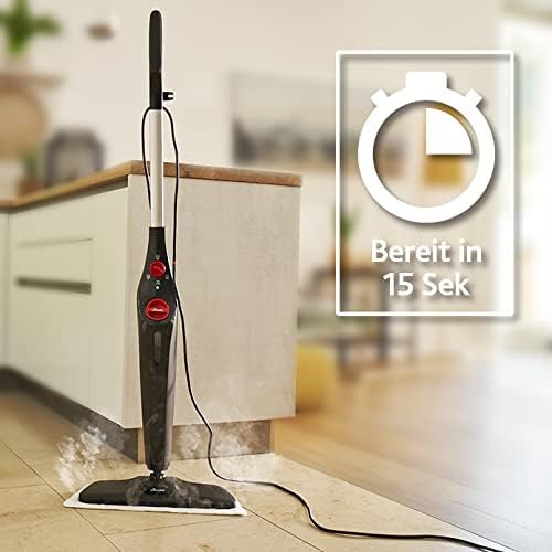 Vileda Steam Plus XXL Pulitore a vapore con PowerPad, pulizia igienica di grandi superfici, rimuove fino al 99,9% di batteri e virus, per tutti i pavimenti, confezione ecologica
