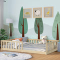 Bellabino Vere Letto a Pavimento 140x200 Montessori, Letto Matrimoniale con Protezione Anticaduta e Rete a Doghe, Letto per Bambini e Bambine in Legno Massello di Pino Bianco con Sbarre