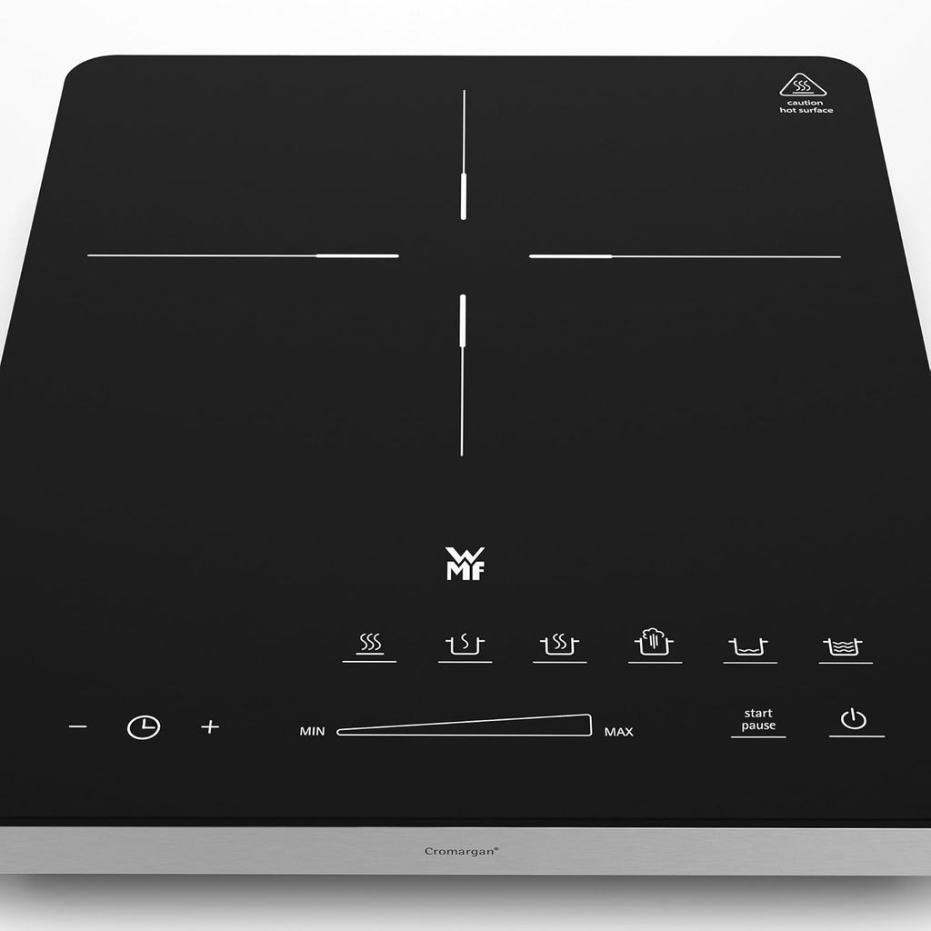 WMF Kult X Einzel- Induktionskochfeld, Kochplatte bis 28 cm, 1 Kochfeld, 8 Stufen, Topferkennung, Touch-Display, Glaskeramik, Timer-Funktion, 21 W & Stelio Wasserkocher Edelstahl 1,7l, edelstahl matt