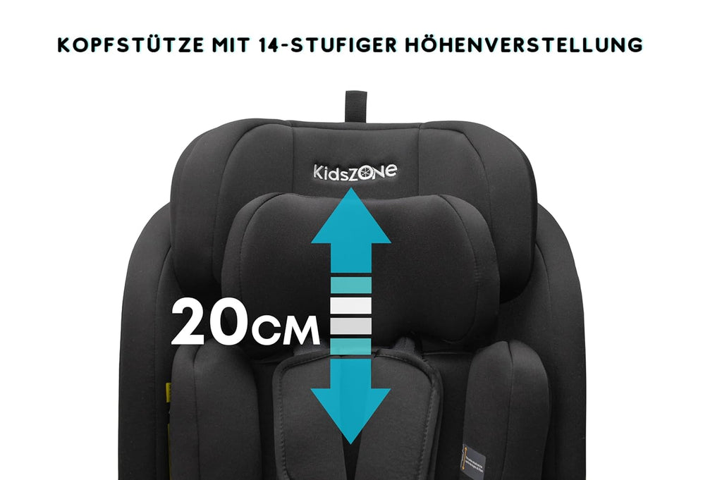 Kindersitz ohne Isofix 0-36 kg – Autositz i-Size 40-150 cm (Gruppe 0+ 1 2 3) – 5 Punkt Sicherheitsgurt, Verstellbare Kopfstütze