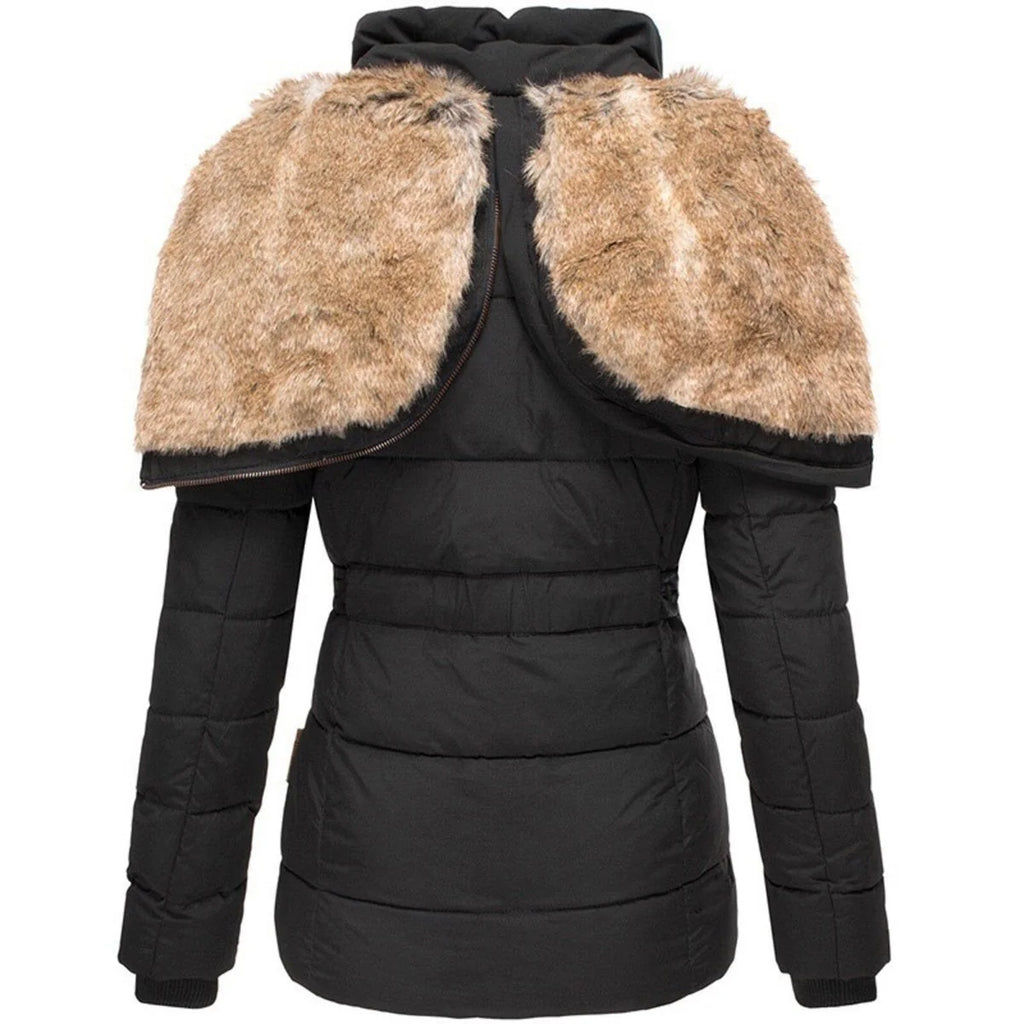 Elegante cappotto invernale con cappuccio da donna