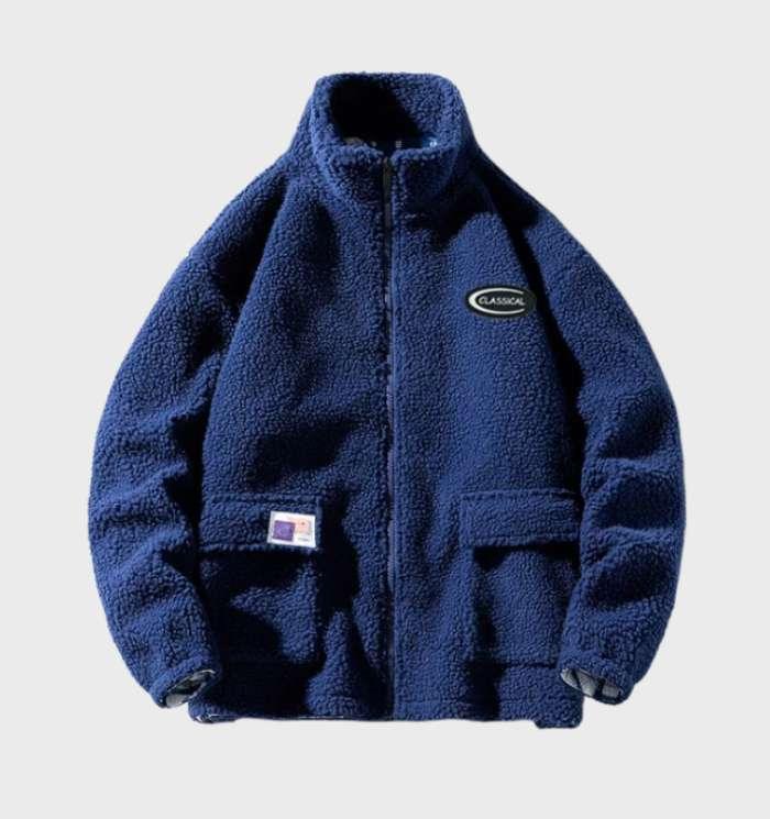 Dicke Fleecejacke mit Stehkragen und Reiverschluss für Herren