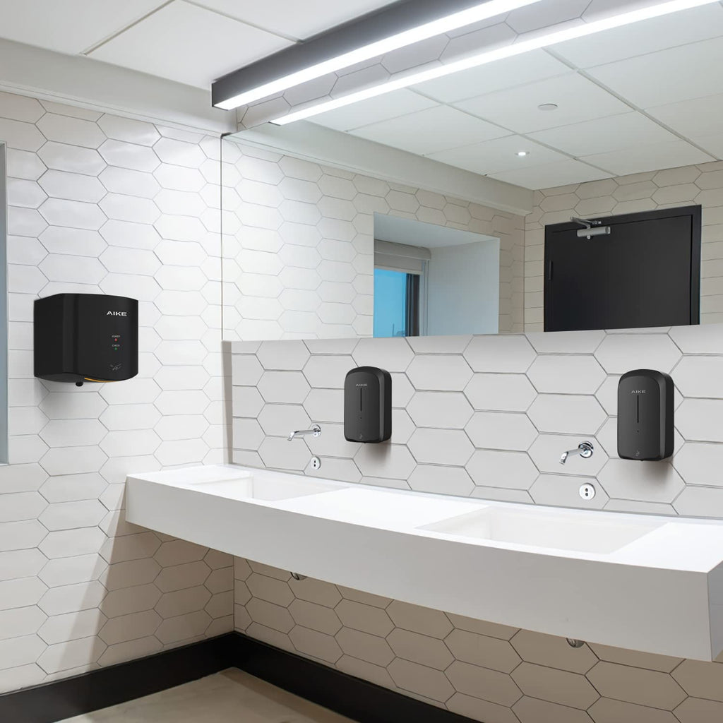 AIKE Hndetrockner 10 Sekunden Trocknen Energiesparend Kommerziell Elektrischer Hndetrockner Automatisch für Küche Badezimmer Toilette AK2630S 220V 1400W Silber