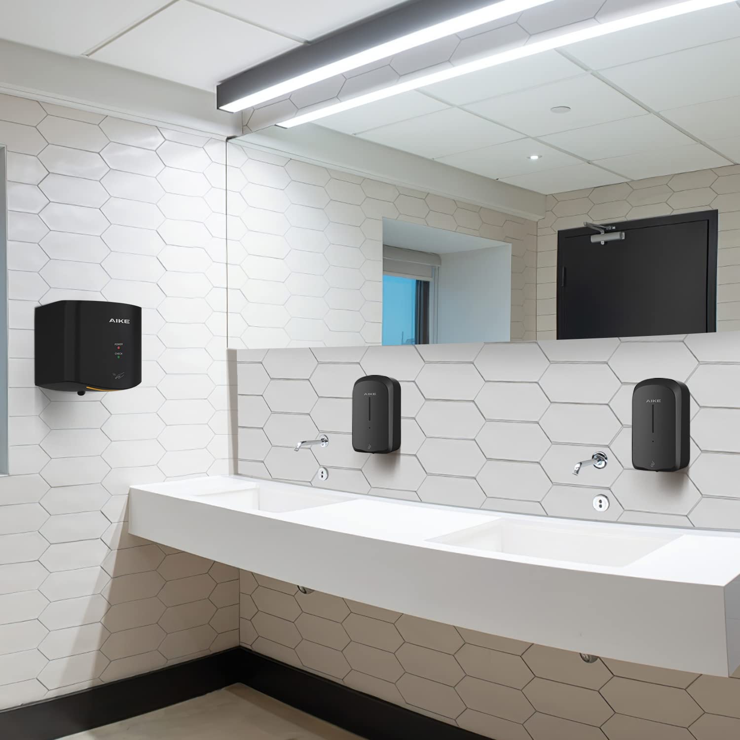 AIKE Hndetrockner 10 Sekunden Trocknen Energiesparend Kommerziell Elektrischer Hndetrockner Automatisch für Küche Badezimmer Toilette AK2630S 220V 1400W Silber