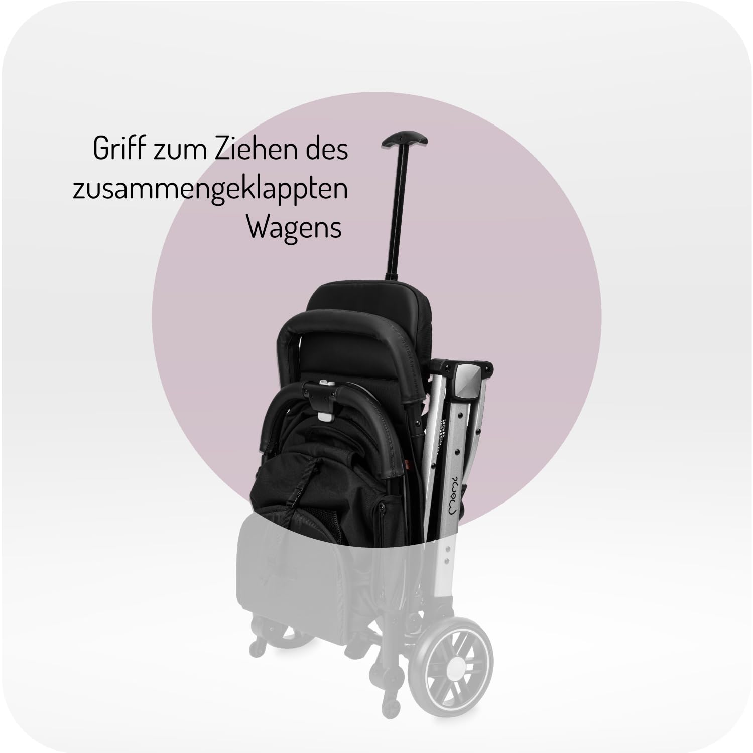 MOMI ESTELLE Kinderwagen für Kinder ab 6 Monat bis zu max körpergewicht von 15 kg, klappbar auf die Maße 65 x 51 x 21 cm, gewicht 7,5 kg, 5-Punkt-Sicherheitsgurt, koffer, grau-gold, Räder 6''/6,5''