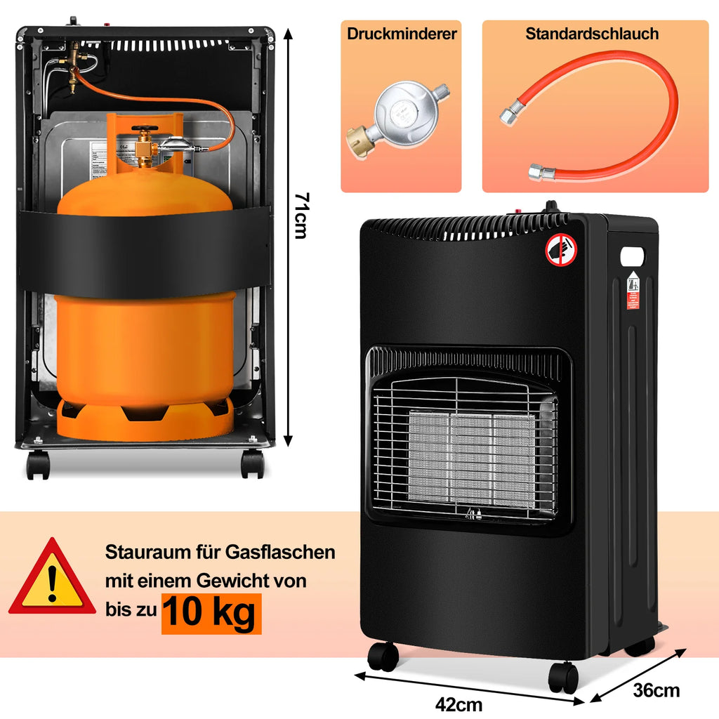 Sonnewelt Gasheizofen Gasheizer Keramik 4,2 KW mit Gasdruckregler