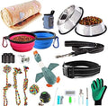 AONESY Welpen Wesentlich Set 24 Stück Hundebedarf Hund Anfnger Sets Einschlielich Hundespielzeug-Set/Hundedecken/Puppy Training Supplies/Hundepflege-Tool/Fütterung & Bewsserung Supplies