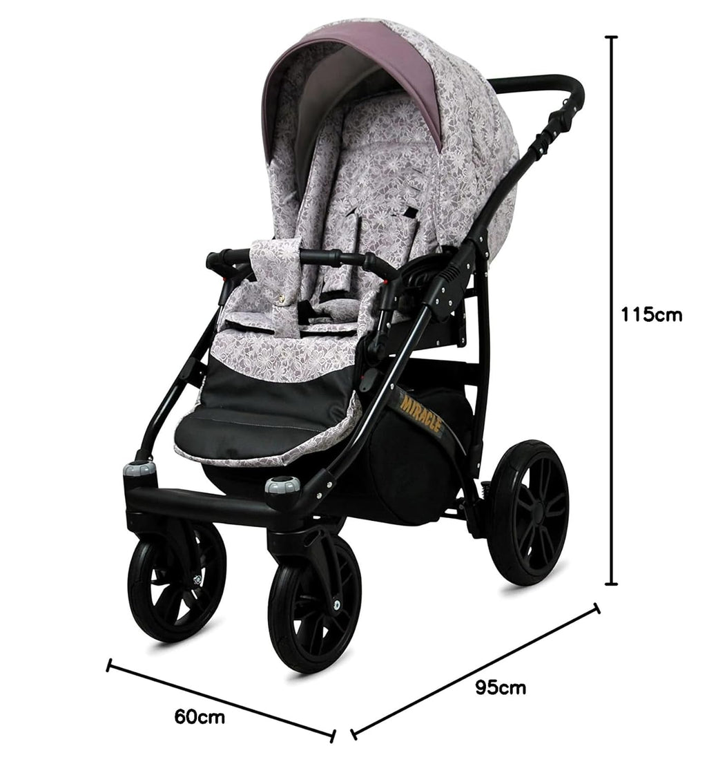 BabyLux® Bambimo Set Passeggino 3 in 1 - Optimal - incl. Navicella, Seduta Passeggino, Seggiolino Auto Ovetto - Seggiolino Auto - Set Passeggino - Passeggino Combinato con Borsa Fasciatoio, Parapioggia ecc.