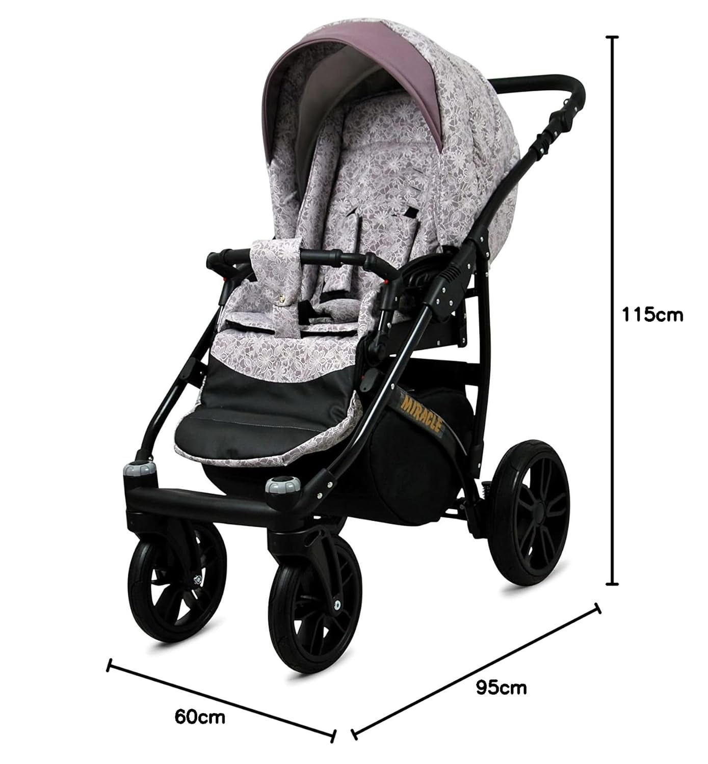 BabyLux® Bambimo Set Passeggino 3 in 1 - Optimal - incl. Navicella, Seduta Passeggino, Seggiolino Auto Ovetto - Seggiolino Auto - Set Passeggino - Passeggino Combinato con Borsa Fasciatoio, Parapioggia ecc.