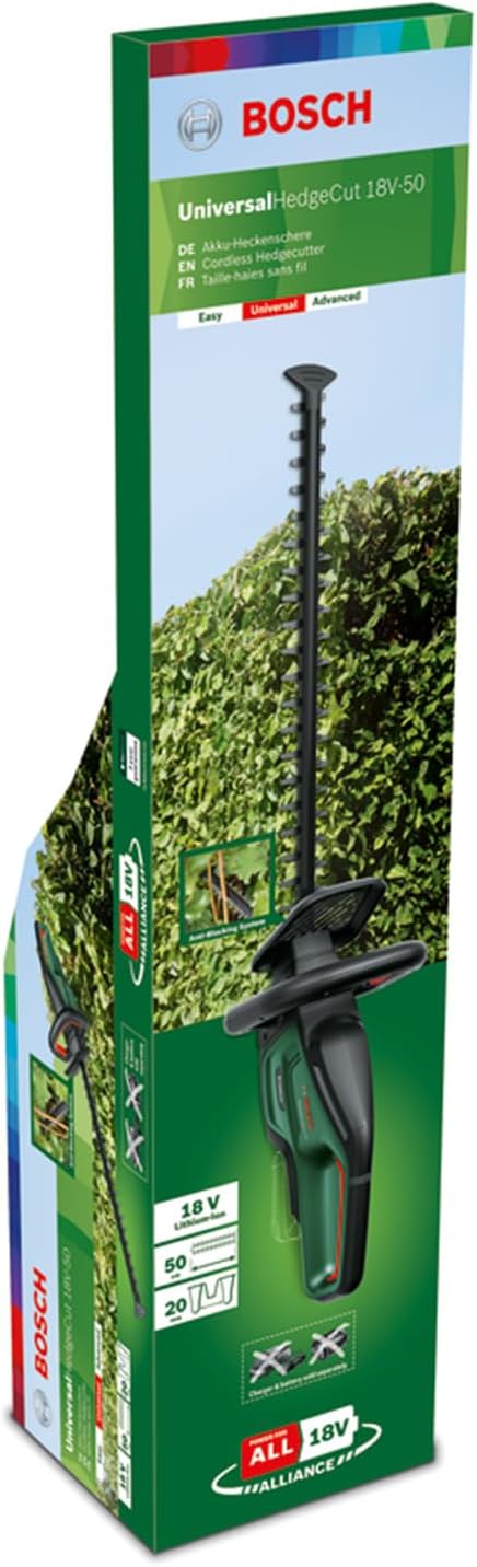 Bosch Tagliasiepi a Batteria AHS 50-20 LI (1 batteria, sistema 18 Volt, lunghezza lama: 20 mm, in scatola di cartone)