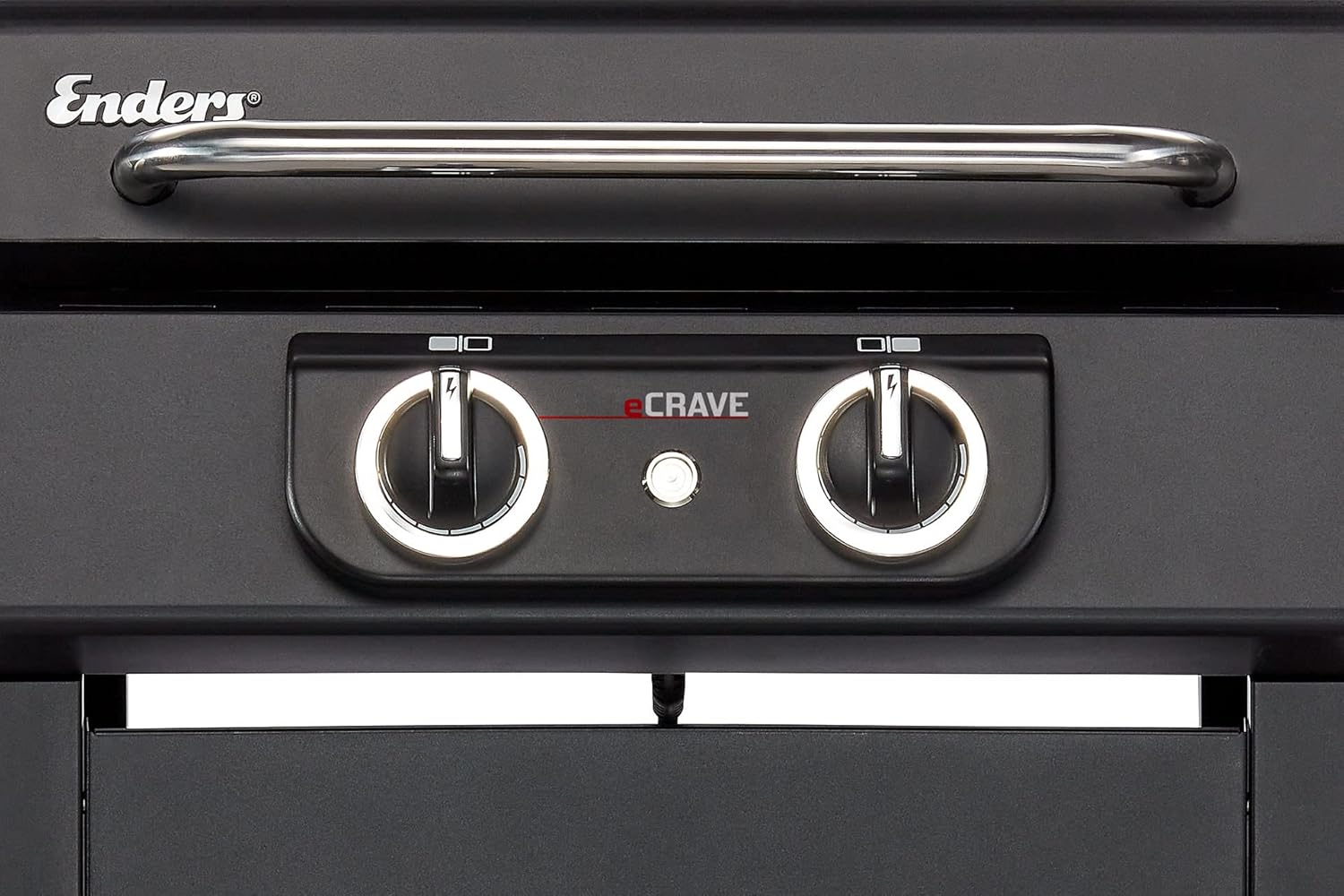 Enders Grill elettrico eCRAVE 2, con griglia in ghisa, carrello grill con ampio spazio di stoccaggio, sistema di pulizia SIMPLE CLEAN™, 2 potenti elementi riscaldanti, coperchio robusto con termometro integrato #97116
