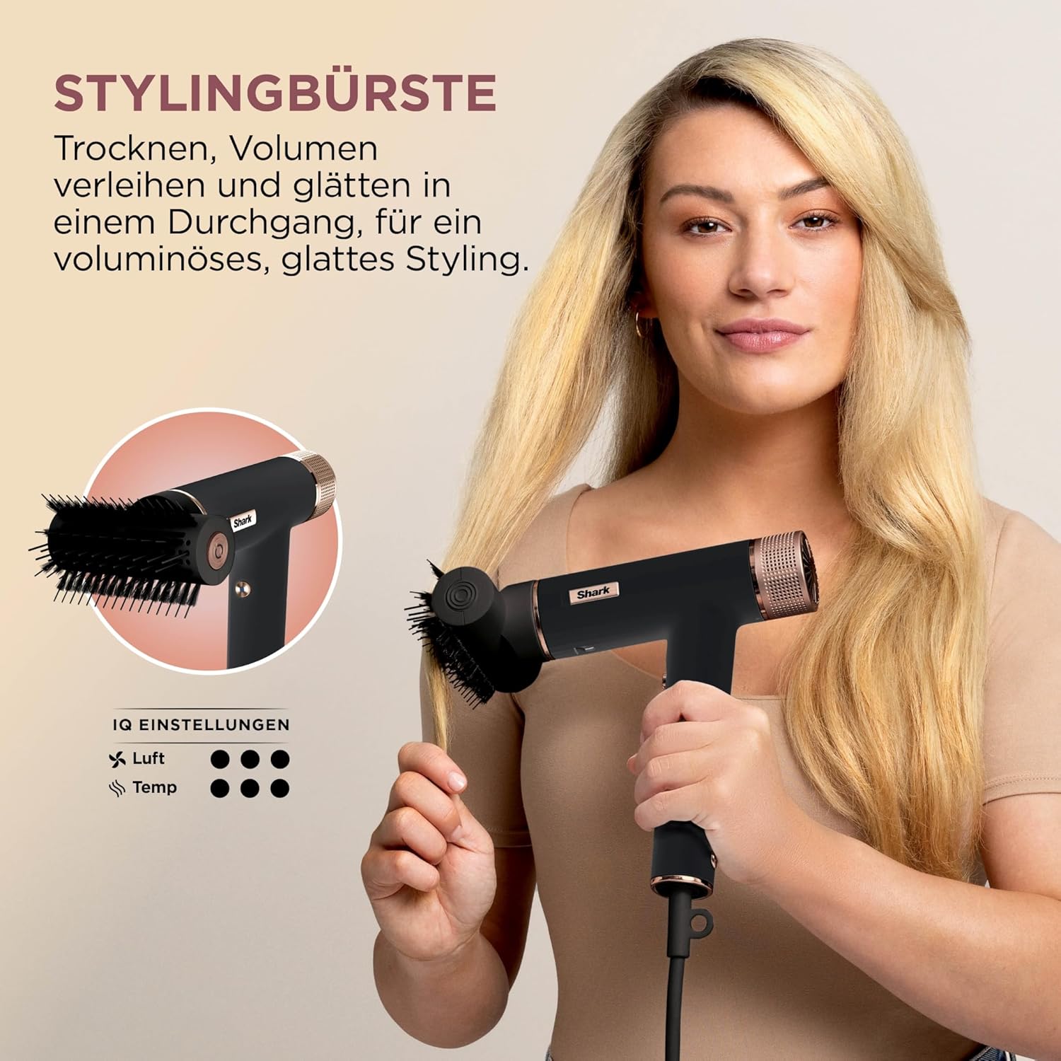 Shark SpeedStyle Haartrockner & RapidGloss Finisher mit Aufbewahrungstasche, 5 Styler, Für Alle Haartypen, Schnelltrocknend, Glättet Fliegende Haare, Keine Hitzeschäden, Ionisch, Seide, HD352EU
