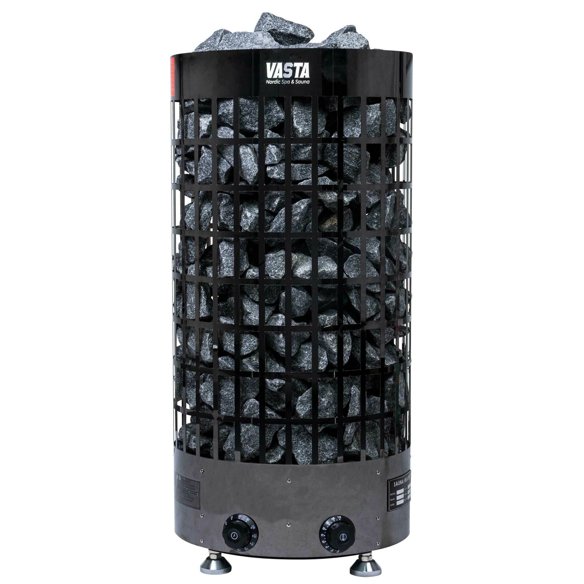 Stufa elettrica Vasta Saunaofen Ignite 6kw, controllo fisso, 5-8m3, acciaio nero