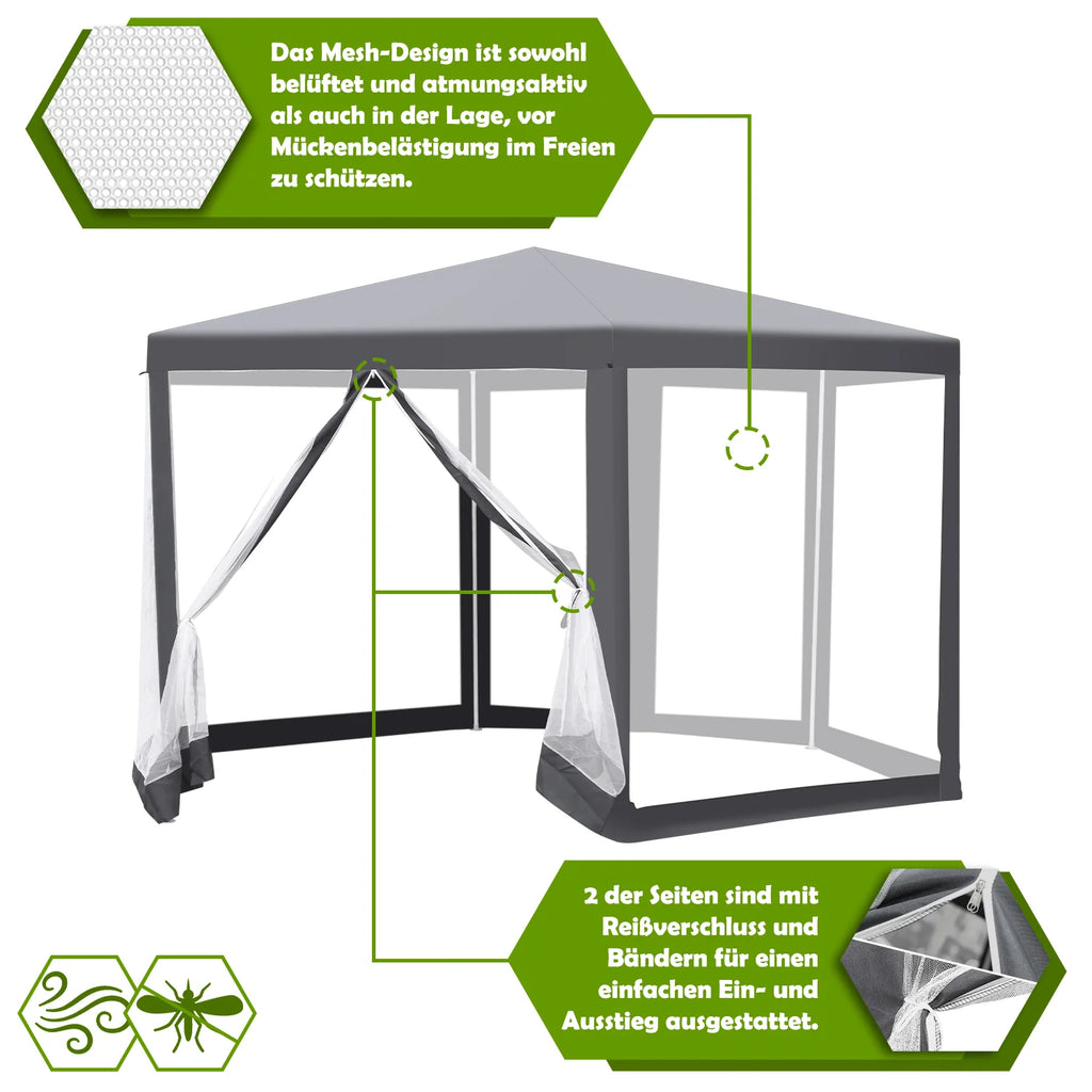 Sonnewelt Padiglione Gazebo da Giardino con Zanzariera Impermeabile Esagonale