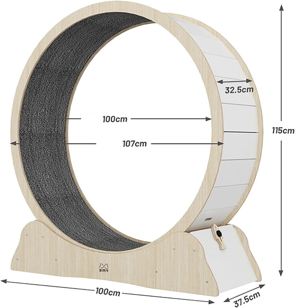 Cat Treadmill for Home Cats, Silent Cat Wheel, High Fibre Furniture Plate, Grade E1/Solid Wood Multilayer Plate with Locking Buckle, No Pinching of the Feet, S Solidwood