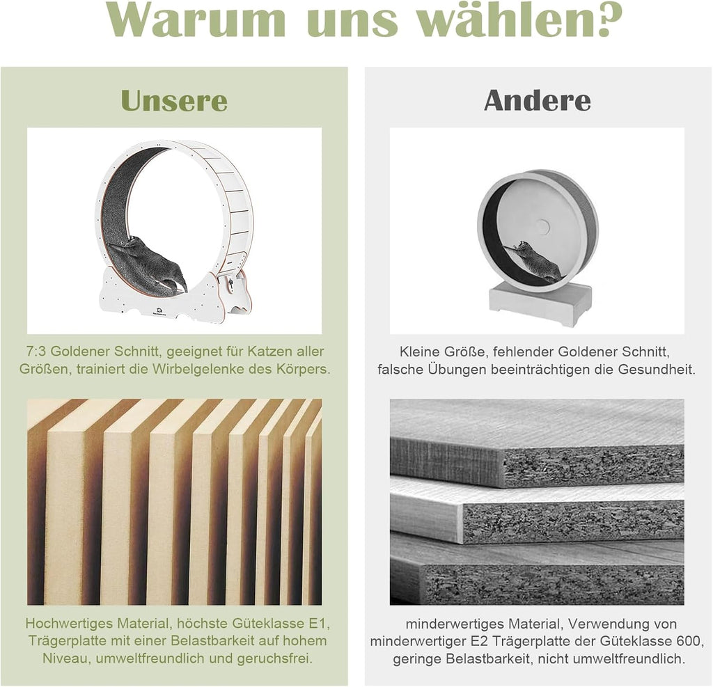 Naviconvex Katzenlaufrad laufrad Katze Laufen Laufrad Katze Laufen Super Leise Katzen Laufrad Laufrad für Katzen Laufrad Katze Katzenrad Katzenlaufrad XL Holzfarbe