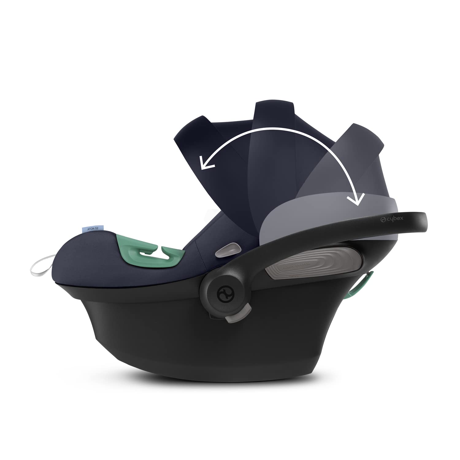 CYBEX Gold Babyschale Aton S2 i-Size, Ab Geburt bis ca. 24 Monate, Max. 13 kg, Inkl. Neugeboreneneinlage, SensorSafe kompatibel, Ocean Blue