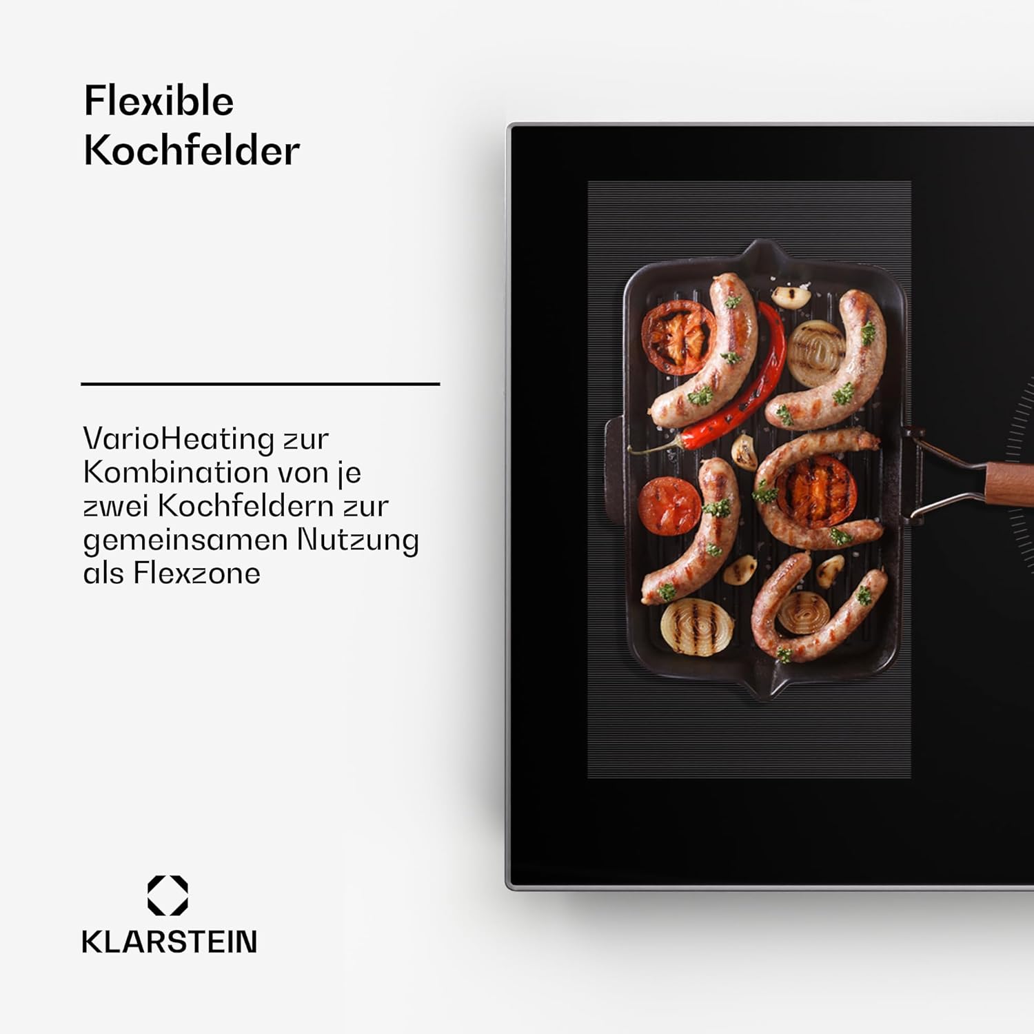Klarstein Piano Cottura a Induzione, Piano Cottura in Vetroceramica, con 4 Piastre, Incasso con Display Touch, Display Digitale e Funzione Timer, Riscaldamento Veloce, 7000 Watt