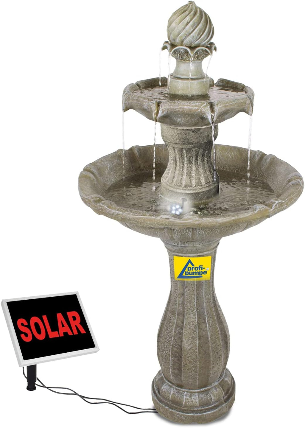 Fontana Solare da Giardino, Fontana a Cascata Classica per Giardino, Luci da Giardino, Pompa per Laghetto per Terrazza, Balcone, Modello Migliorato con Funzione di Avvio Istantaneo della Pompa