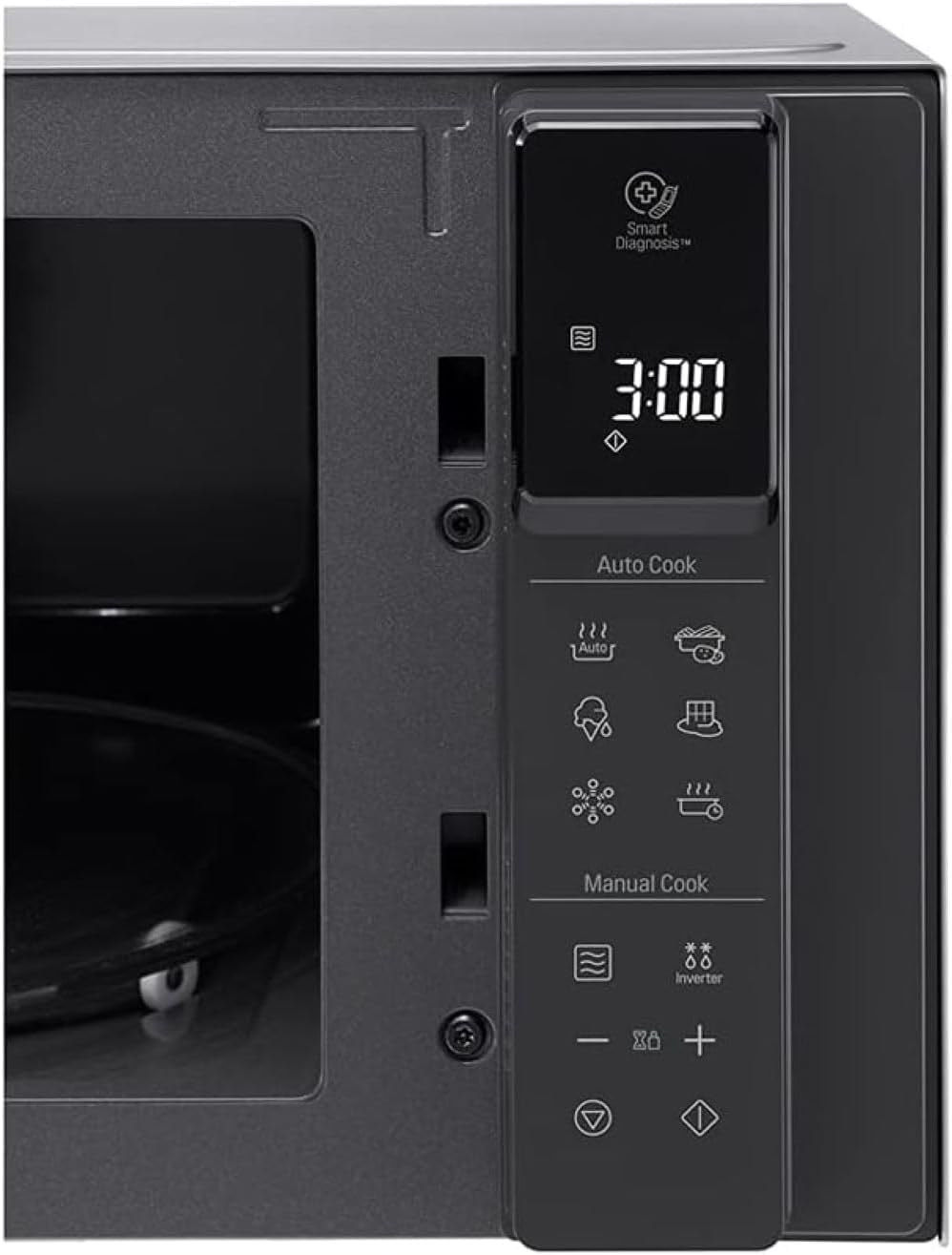 LG MS2595CIS Forno a microonde con tecnologia Smart Inverter, capacità 25 litri, 1000 W, programmi automatici, livelli di potenza regolabili e funzione EasyClean, argento