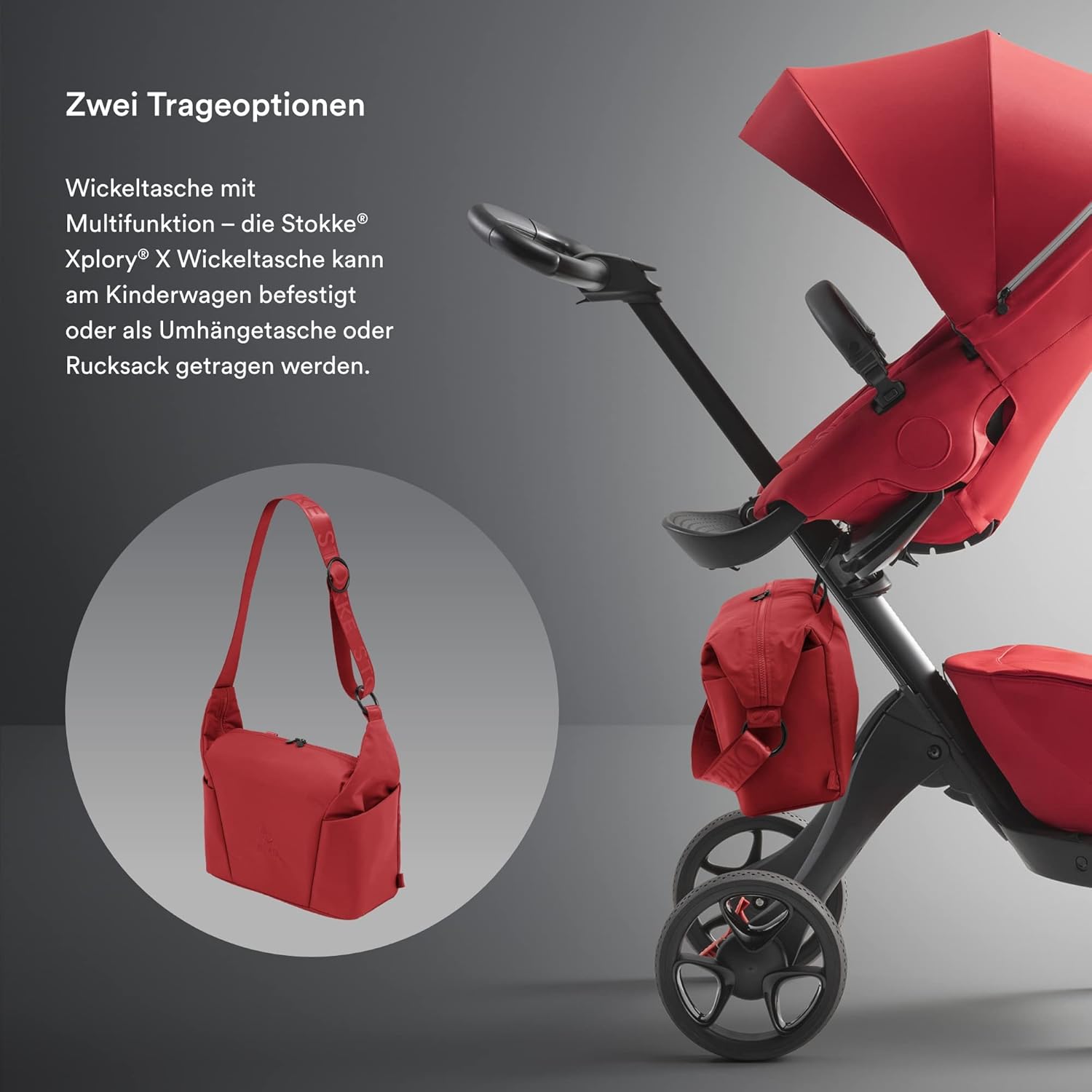 Stokke Xplory X Wickeltasche – Trageoption als Schultertasche oder Rucksack – Inklusive faltbarer Wickelunterlage & Beuteltasche – UPF 50+, wasserabweisend, leicht zu reinigen