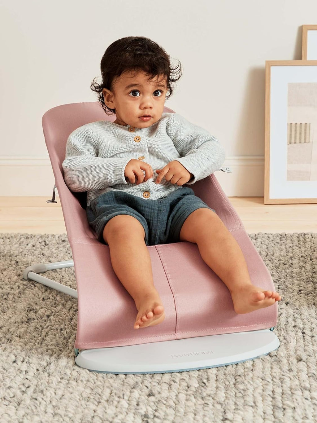BabyBjörn Sdraietta Bliss, Tessuto, Trapuntatura petalo, Grigio Sabbia