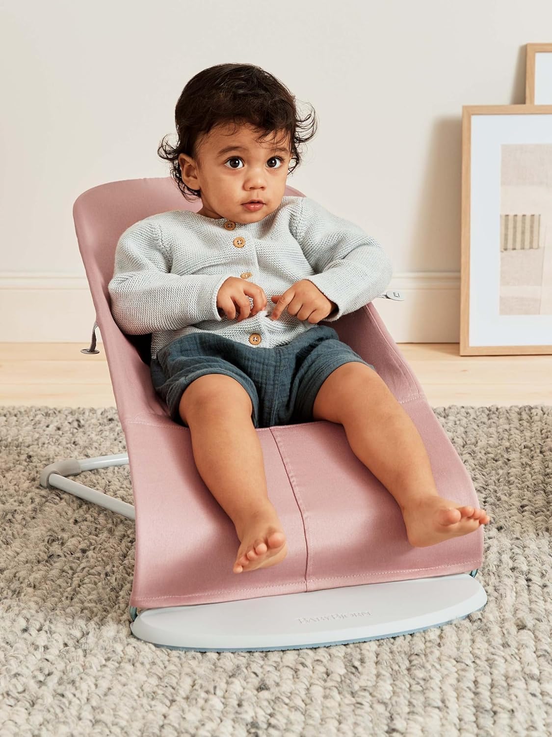 BabyBjörn Sdraietta Bliss, Tessuto, Trapuntatura petalo, Grigio Sabbia