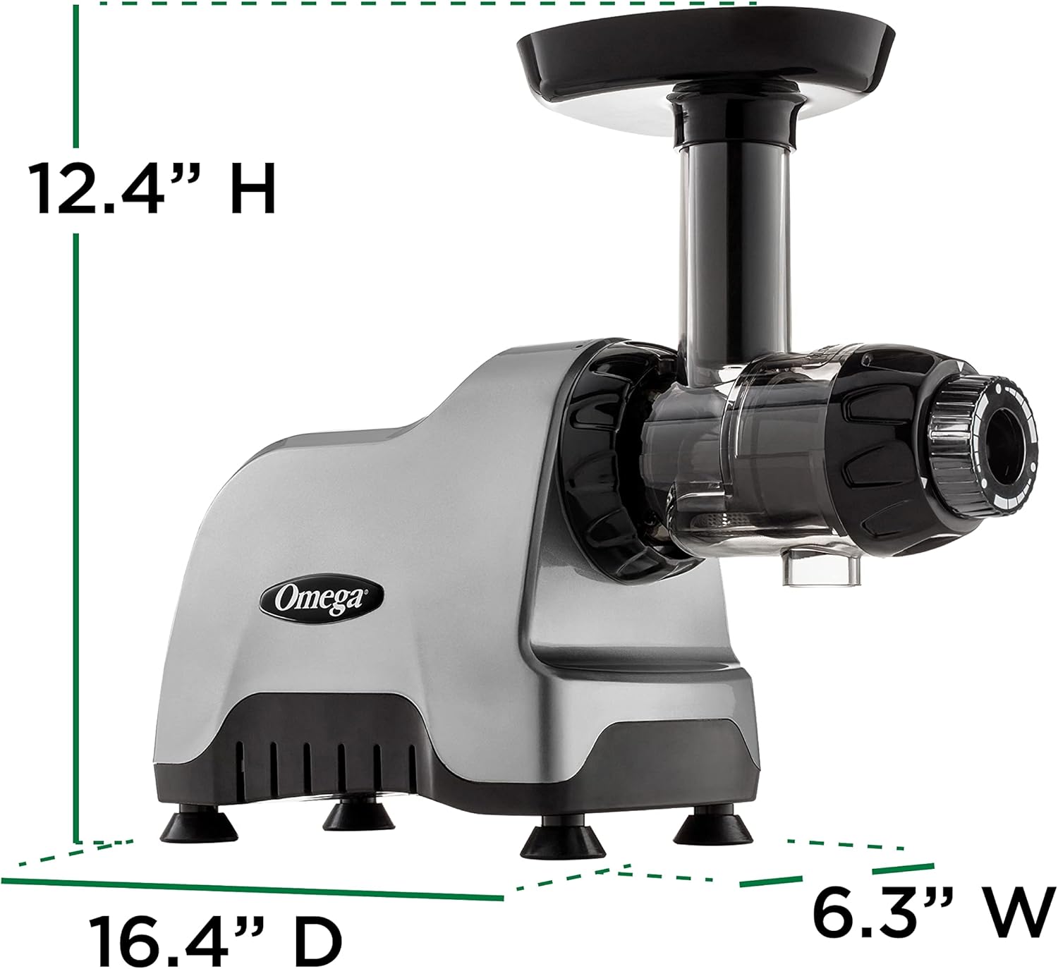 Omega CNC80S Estrattore di Succo Multi-Funzione a Lenta Velocità Compatto - Orizzontale, Plastica, Argento