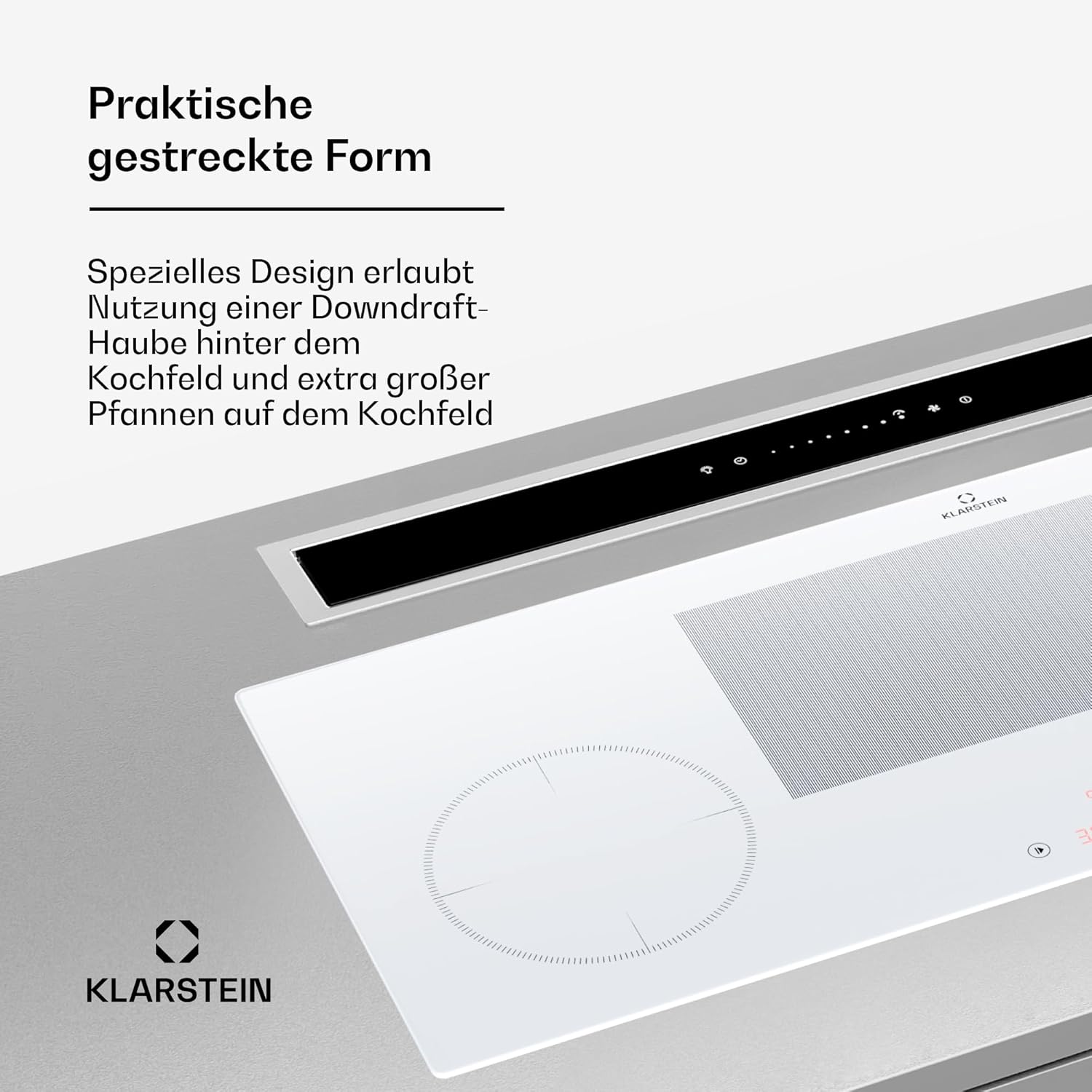 Klarstein Piano Cottura a Induzione, Piano Cottura in Vetroceramica, con 4 Piastre, Incasso con Display Touch, Display Digitale e Funzione Timer, Riscaldamento Veloce, 7000 Watt