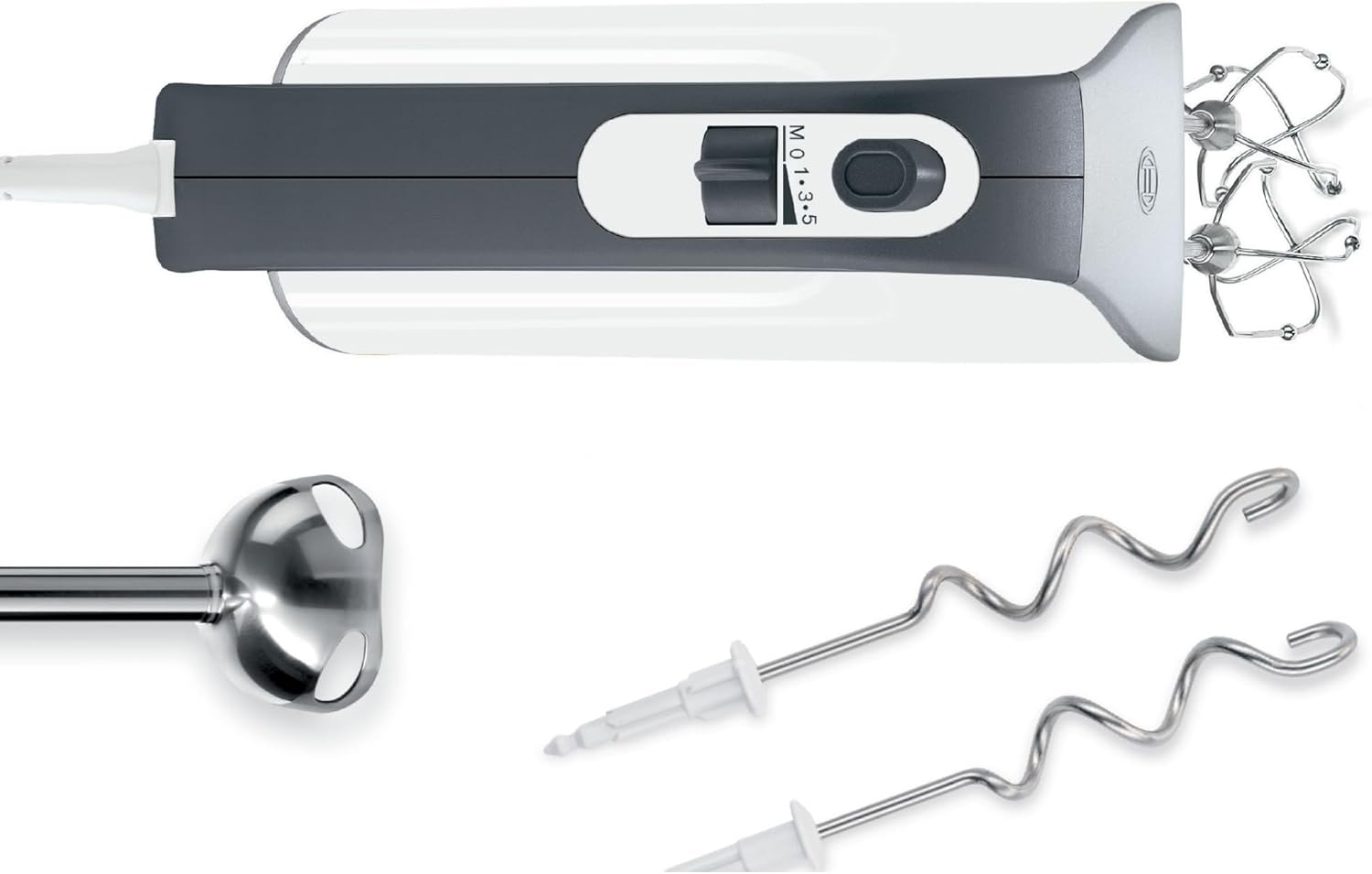 Bosch Sbattitore Elettrico Styline MFQ49300, 5 velocità, 2 fruste e 2 ganci impastatori in acciaio inox, cavo a spirale, 850 W, bianco/argento scuro