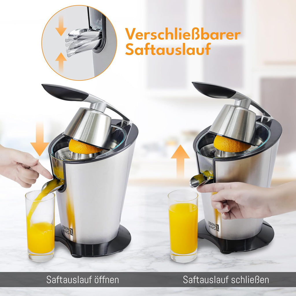 LEBENLANG Spremiagrumi elettrico 600W - Incl. cono in acciaio inox & senza BPA I Alta resa I Spremiagrumi Spremiagrumi Elettrico Spremi Limoni Spremi Melograno I Spremiagrumi Arance Spremi Limoni