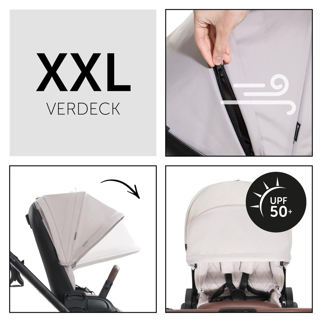 hauck Kinderwagen mit Beindecke Walk N Care ab Geburt bis 22 kg mit Liegefunktion, Becherhalter, Sitz Wendbar & Höhenverstellbar, Gummireifen, Teleskopgriff, UPF 50+, Zusammenklappbar (Dark Navy Blue9